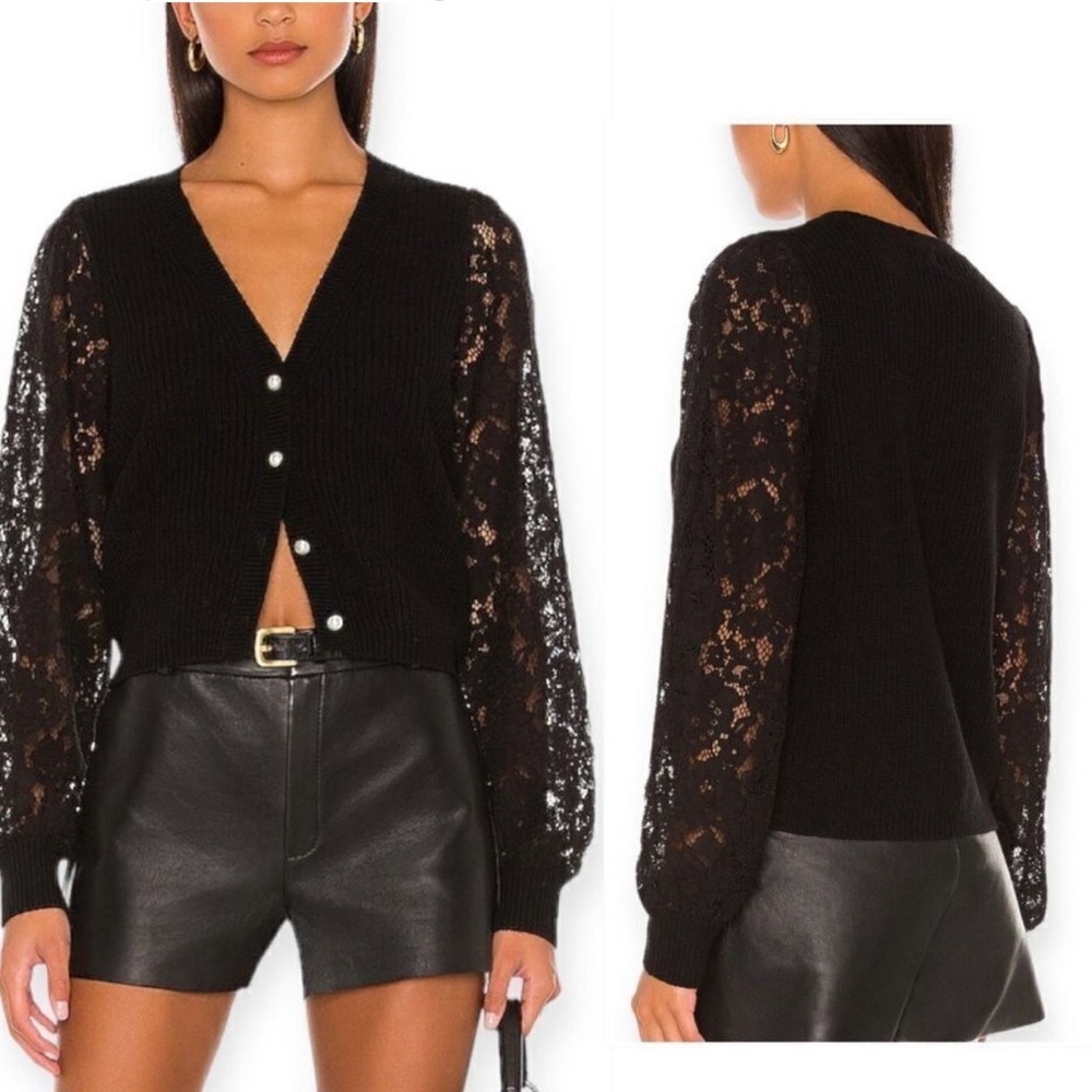 Cami NYC Beth lace sleeve pearl cardigan